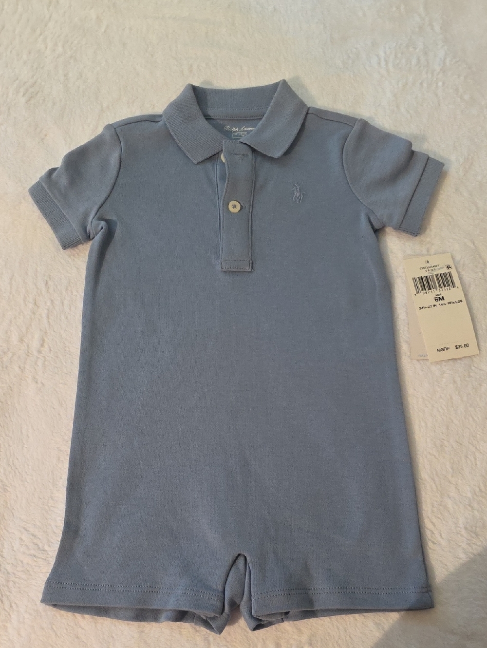 Ralph Lauren Baby Blue Polo One-Piece